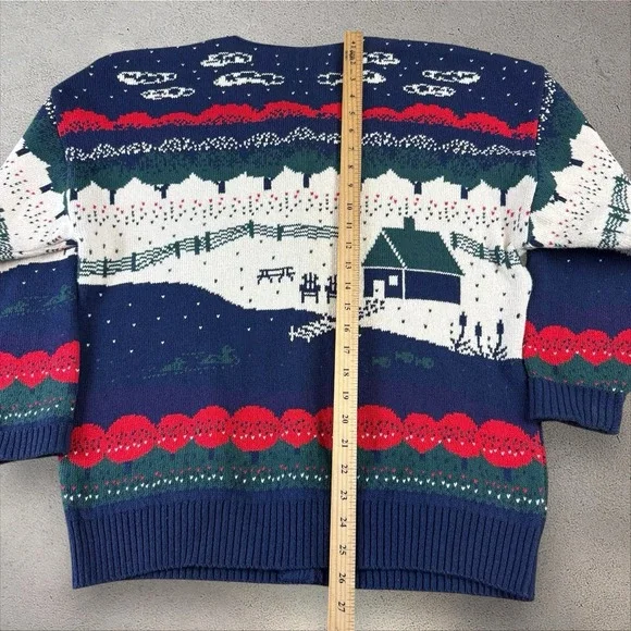 Vtg Northern Reflections Cardigan Sweater Winter Cabin Ducks Cottagecore Sz M - Picture 5 of 6